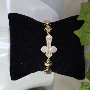 Gold Filled Bracelet with CZ Pave Cross